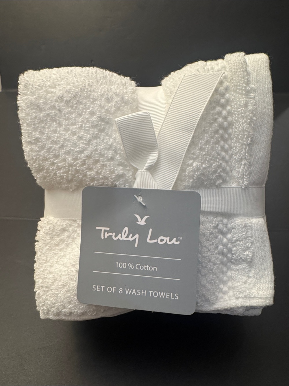 8pc TRULY LOU 💯% Cotton Washcloth Towel Set - White